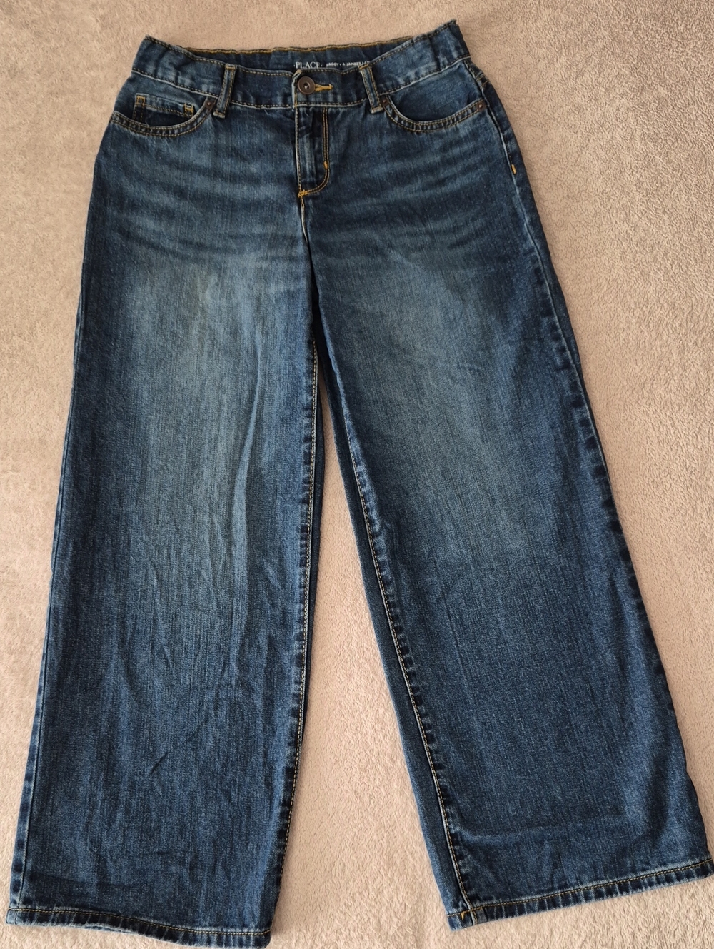 The Children's Place Wide-Leg Denim Jeans in Dark Blue Wash